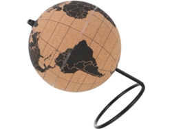 Globo Terráqueo De Corcho Negro Con Soporte Resistente: Decoración Estética Para Escritorio Y Herramienta Educativa.
