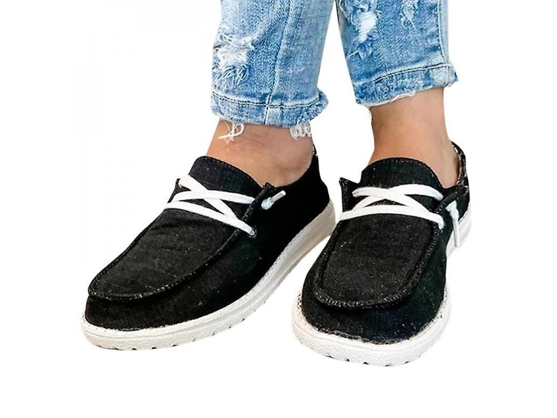 2026-zapatos De Mujer: Tacones Planos, Zapatos De Barco, Slip On Y Mocasines Casuales 39 Negro