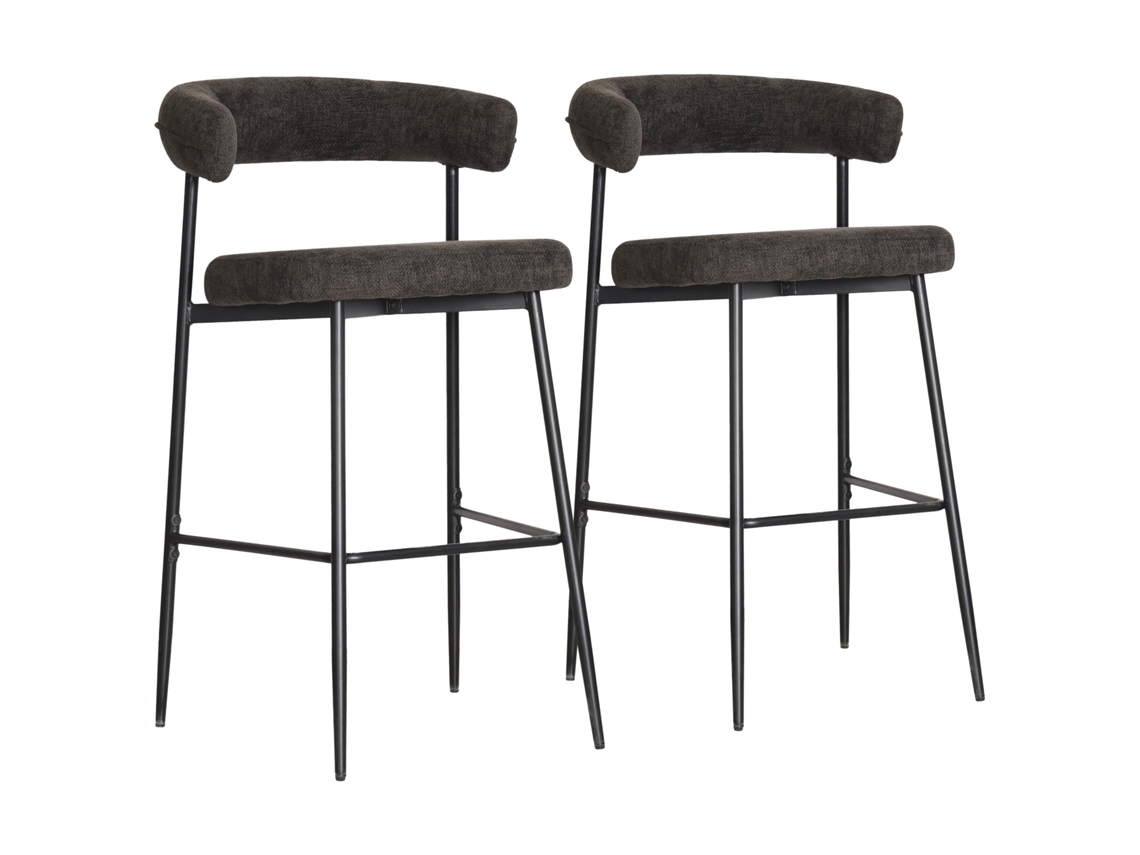 Juego de 2 taburetes de bar de tela gris Thea HAPPY GARDEN