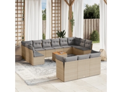 Conjunto de 14 sofás de jardín con cojines de mimbre beige de DKD Home Decor