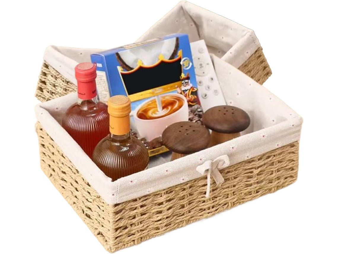 Cesta para pan, cesta rectangular tejida para servir, juego de almacenamiento rústico hecho a mano, Gokoco