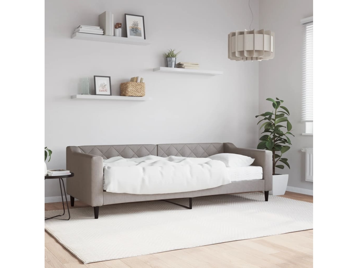 Sofá Cama Con Colchón Tela Gris Taupe 80x200 Cm