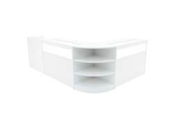 Conjunto de mostrador comercial Sagitario | Blanco | LM60 2xB1200 TB60 | MDF y vidrio templado | Estanterías MonsterShop