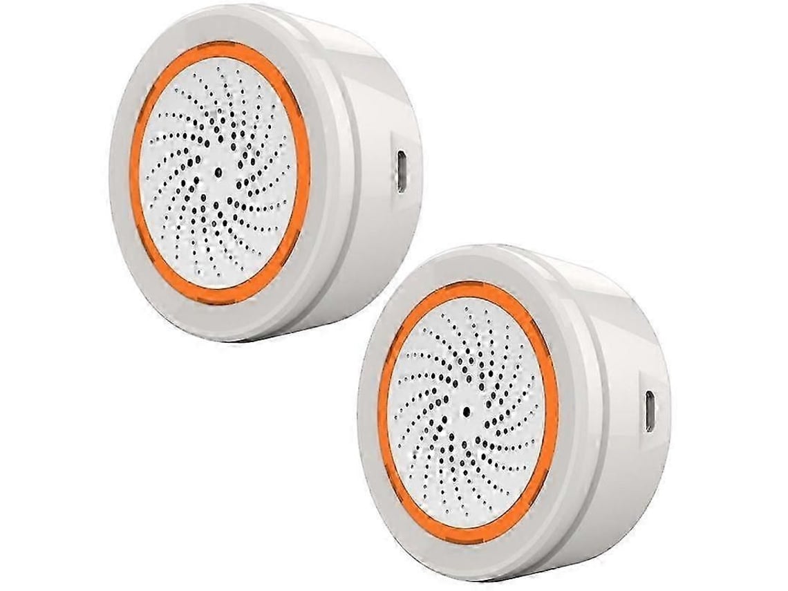 Alarma inteligente Tuya Zigbee de 2 piezas (modelo 2026) con sensor de temperatura y humedad para seguridad del hogar y alertas estroboscópicas.