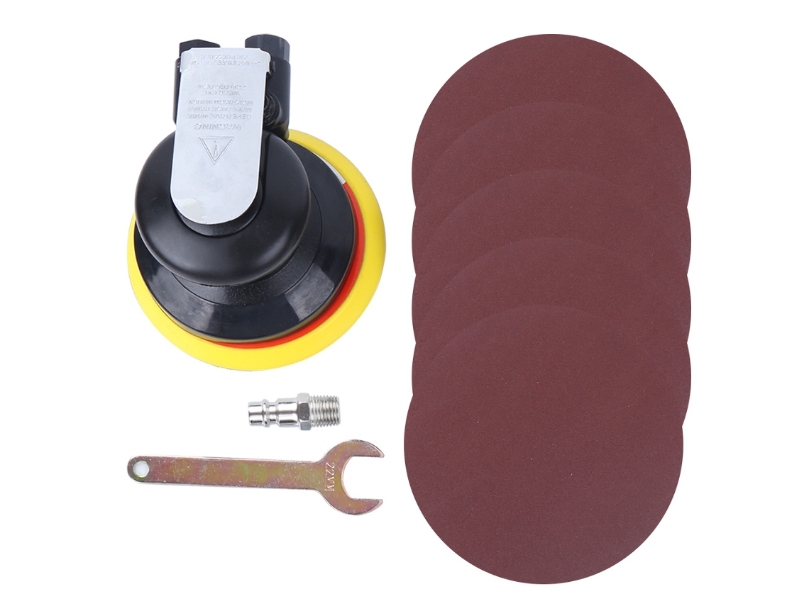 Pulidora Neumática De 5 Pulgadas, 10000 Rpm, Lijadora Con Discos De Lijado De Grano 180 Para Automóviles.