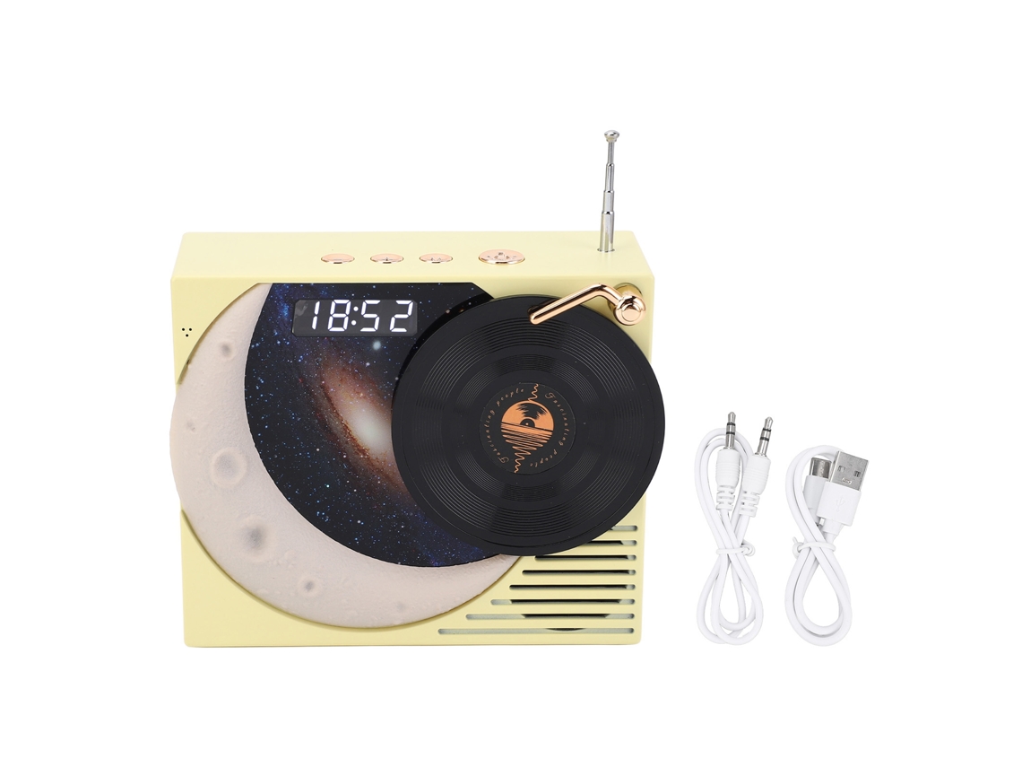 Altavoz Bluetooth Retro Con Pantalla De Reloj, Luz Ambiental, Sonido De 360° Y Radio - Amarillo
