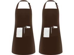 2026da-delantal De Cocina Linjou 2 Pack Ajustable Con 2 Bolsillos Para Hogar Restaurante Café Marrón Poliéster Marrón