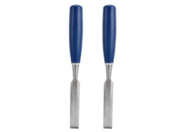 Juego de 2 cinceles de madera de alta dureza con mangos azules para carpintería, cinceles planos de 3/4 de pulgada