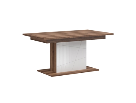Mesa de comedor extensible de 4 a 6 plazas Sven blanco y madera PETITS-MEUBLES