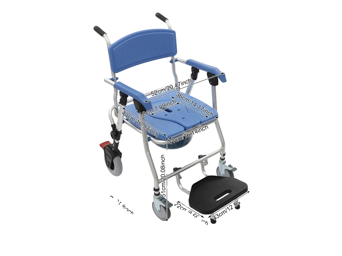 Silla de ducha con asistencia para la movilidad, diseño cómodo, azul marino