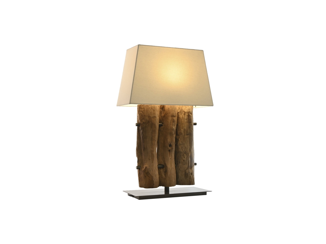 Lampara Sobremesa Teca Hierro 40x20x80cm