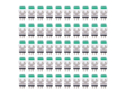 50 pulsadores momentáneos con reinicio automático, plástico verde, mini 5 V