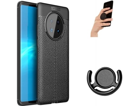 Funda, Popsocket y Soporte para Huawei Mate 40 Pro PHONESHIELD Rugged Leather Anti Choque Negro