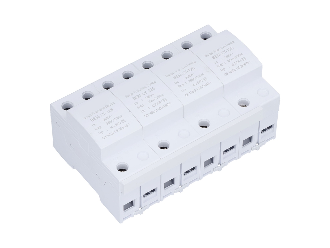 Dispositivo de protección contra sobretensiones Bemlyi25, diseño modular para 220 V/385 V, previene daños por rayos.