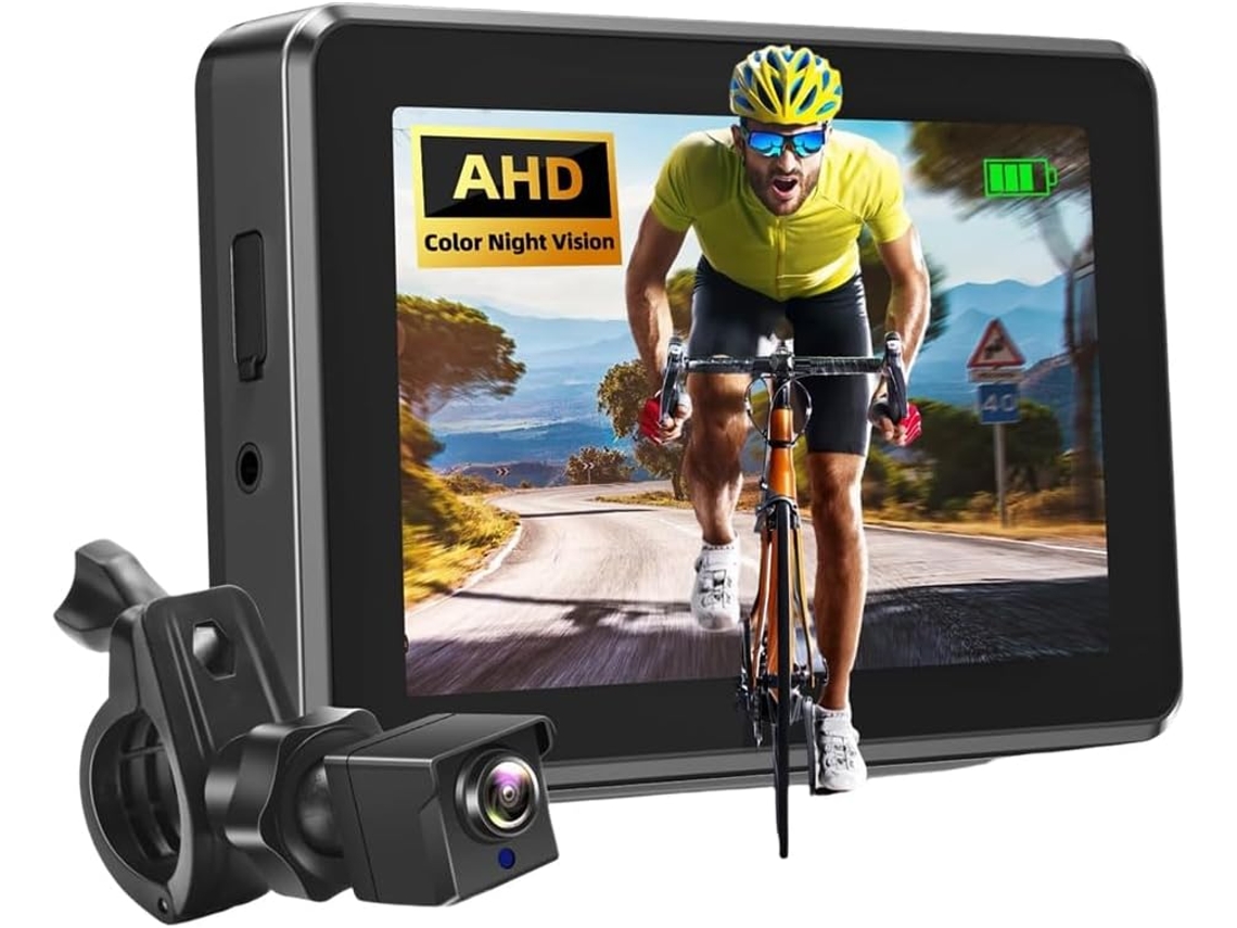 Cámara De Visión Trasera Para Bicicleta 1080p, Espejo Retrovisor Para Manillar Y Monitor De 4,3" Con Visión Nocturna Para Bicicletas Eléctricas De Carretera.