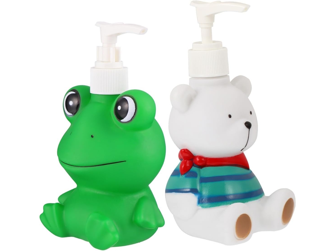 Distributeur Lotion Salle 300ml Vinyle 2 Porte Shampoing Dessin Animé Voyage Usage Prolongé Pour Bain Lot Et