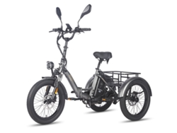 Triciclo eléctrico Fafrees F20 Mate con motor de 500 W, batería de 48 V y 21 Ah, freno hidráulico y neumáticos de 20 pulgadas, color gris.