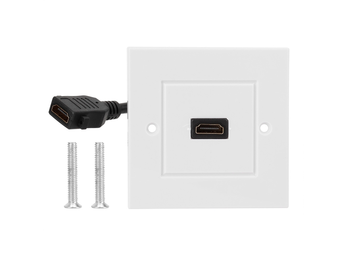 Placa de pared HDMI blanca de 2026 con cable para hotel, hogar, oficina, edificio - Estándar estadounidense
