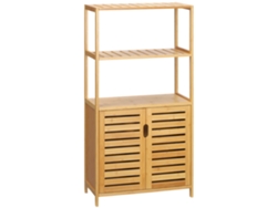 Mueble Baño Bambú 2 Estantes Puertas Listones Natural