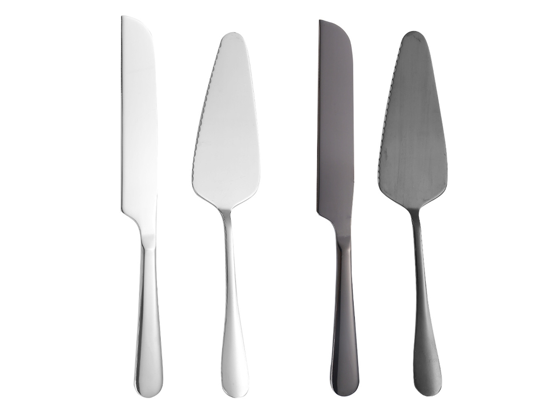Juego de 2 cuchillos para tartas, juego de corte para bodas, cubiertos de acero inoxidable para cumpleaños TRUYUETY