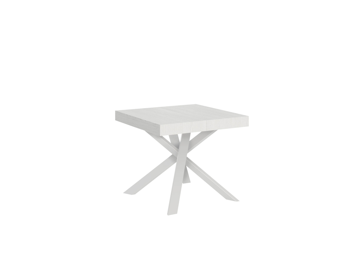 Mesa extensible 90x90/194 cm Clerk tapa Fresno Blanco patas Blancas ITAMOBY