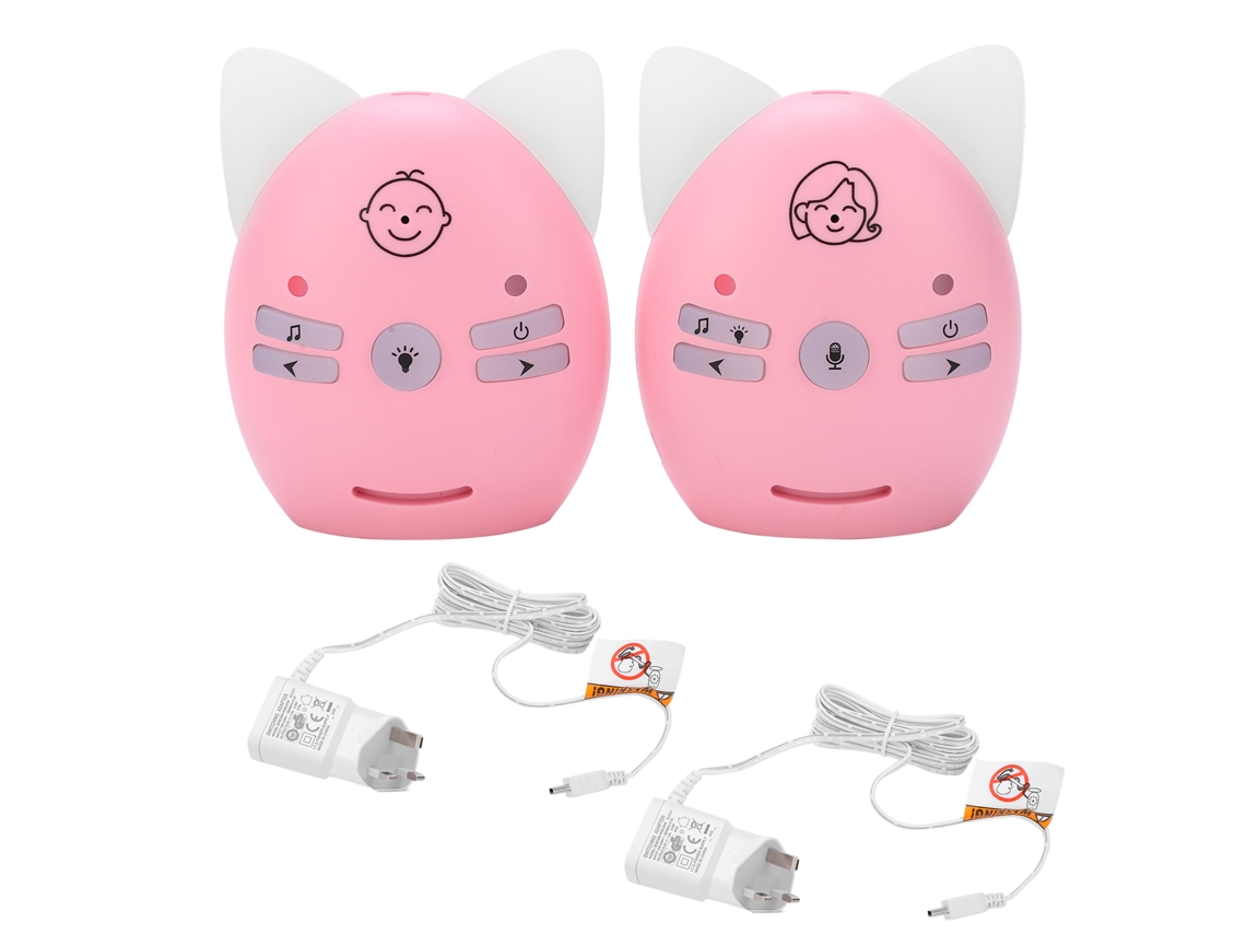 Monitor De Áudio Para Bebê Sem Fio Com Conversa Bidirecional Música E Luz Noturna Rosa