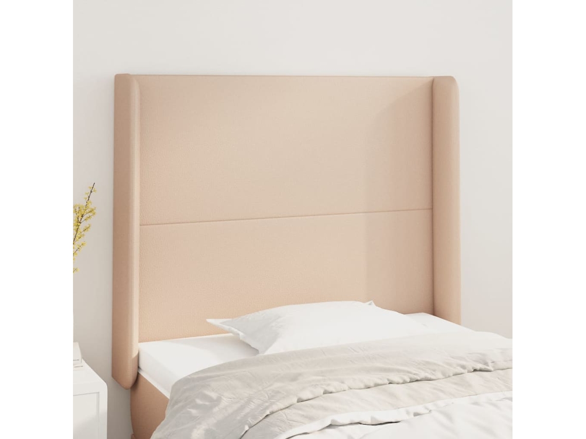 Cabecero Con Orejas Cuero Sintético Capuchino 103x16x118/128 Cm
