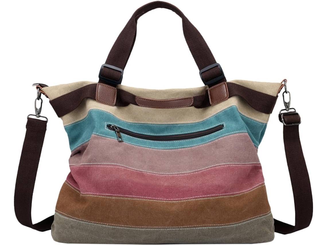 Bolso Tote De Lona Para Mujer, Bolso De Hombro Informal, Bolso De Compras Espacioso