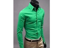 2026-camisas De Lujo Para Hombre Casual Formal Slim Fit Cuello Redondo Manga Larga Primavera Otoño M Verde