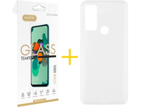 Kit Funda + Protector de Pantalla TCL 20 SE ACCETEL Liso 2 Transparente