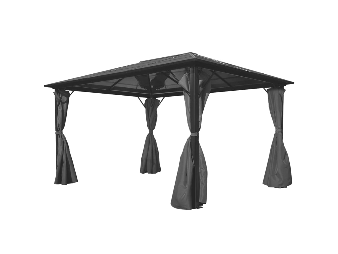 Gazebo con cortina de aluminio 400 x 300 cm antracita Dkd Home Decor
