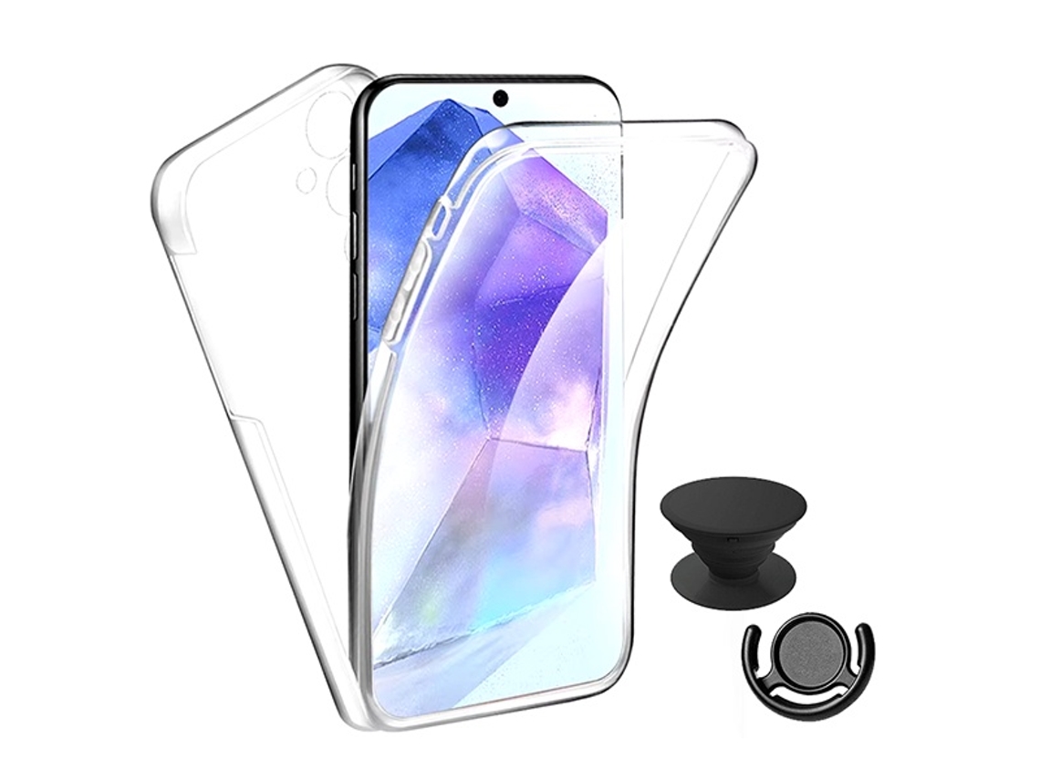 Kit Capa 360° Impact Protection 1 Gripholder 1 Suporte Phonecare Para Samsung Galaxy S25 Fe - Transparente/preto