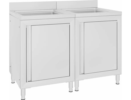 vidaXL Fregadero de cocina comercial 2 piezas de acero inoxidable