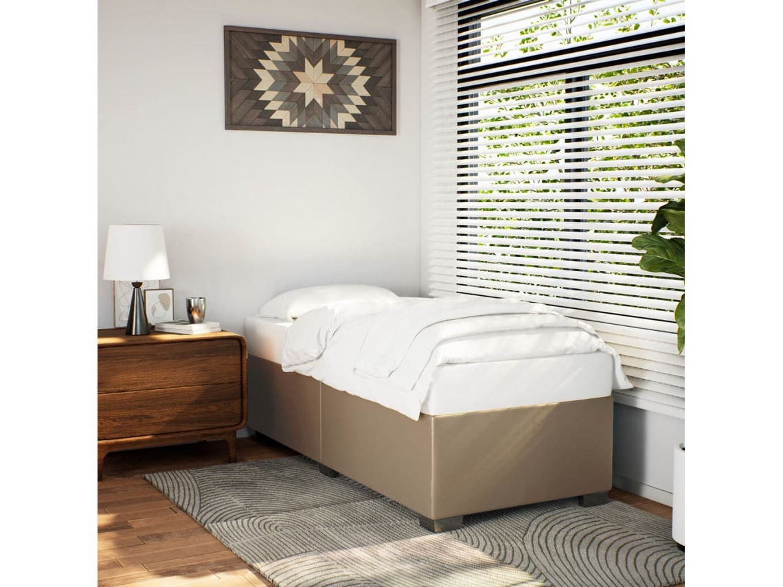 Estructura Cama Sin Colchón Cuero Sintético Capuchino 80x200 Cm