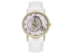 Reloj De Cuarzo Con Correa De Cuero Pu, Dial Redondo, Para Parejas, Moda (blanco)
