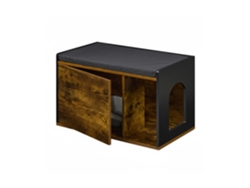 Armário Para Caixa De Gatos Relaxdays Com Almofada, Casa E Banco Para Gatos, Hbt: 45,5 X 75 X 43 Cm, Castanho/preto