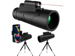 Telescopio monocular HD 12X50 con luz LED roja para visión nocturna Monocular impermeable con soporte para teléfono Trípode Brújula para BISBISOUS