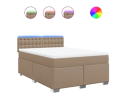 Maison Exclusive - Cama Box Spring Con Colchón Cuero Sintético Capuchino 140x190cm