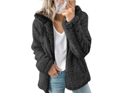 2026-chaqueta De Peluche Oso Teddy Para Mujer Con Capucha Abrigo Suave Invierno Caliente Casual Xl Negro