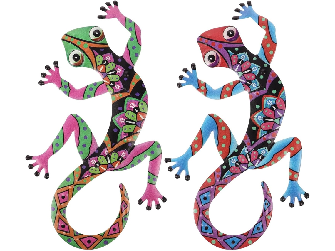 Decoración Pared Gecko Hierro 2 Piezas Interiores Exteriores Estilo Único Adorable Hoteles Cafeterías