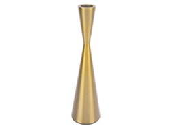 Candelabro Baok de aluminio dorado con forma de pirámide, decoración para velas de 3 cm, tamaño 6x23 cm, candelabro geométrico de metal.