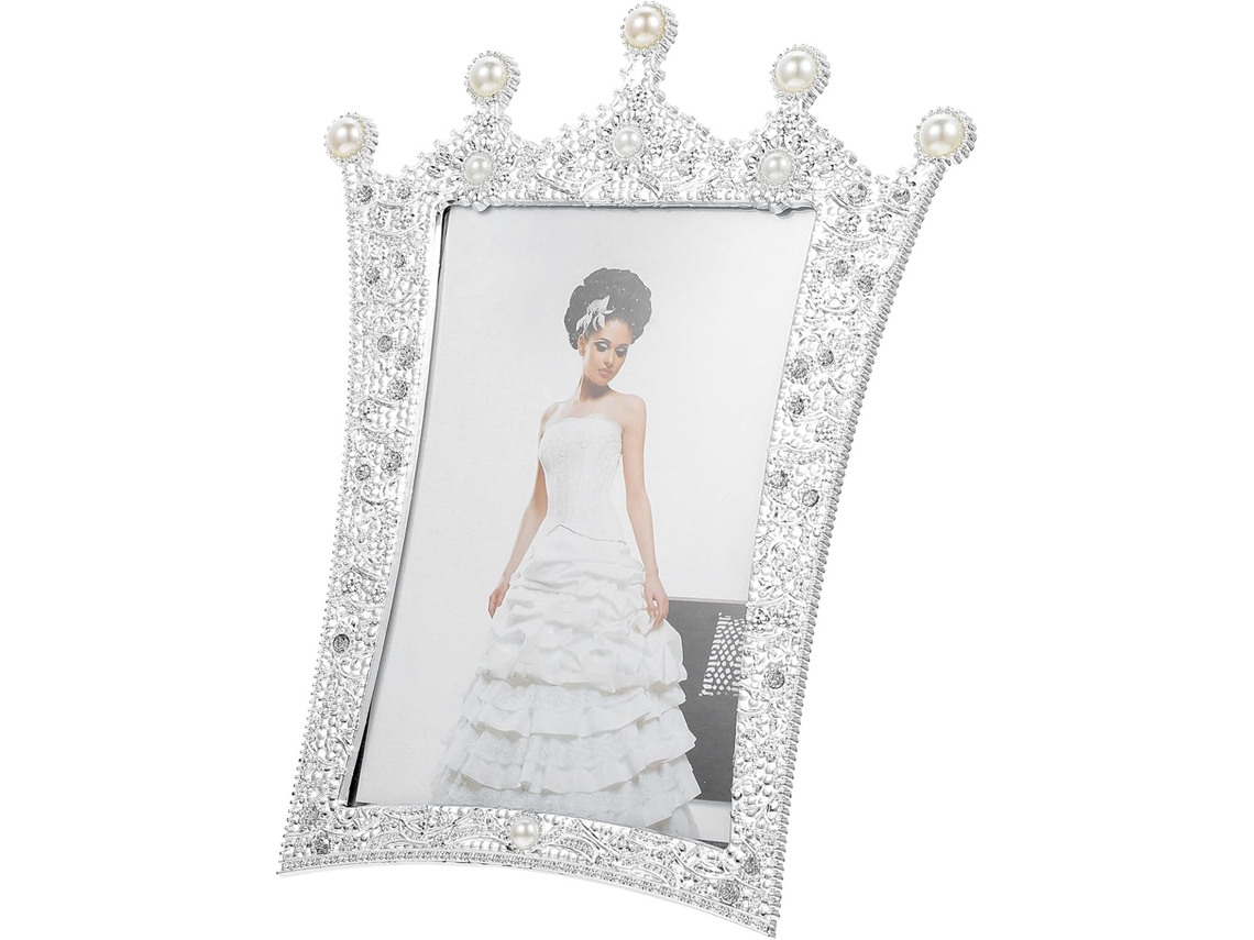 Elegante Práctico Marco Fotos Plástico Blanco Forma Corona Acabado Ideal Decoración Hogar Comedor Fino