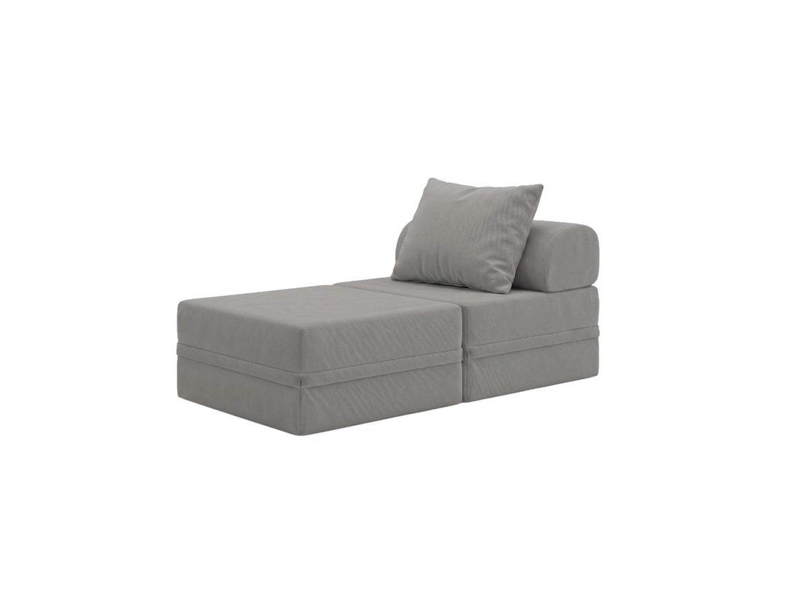 Sofá Modular 1 Lugar+ Puff Convertible Liso Cinza Escuro