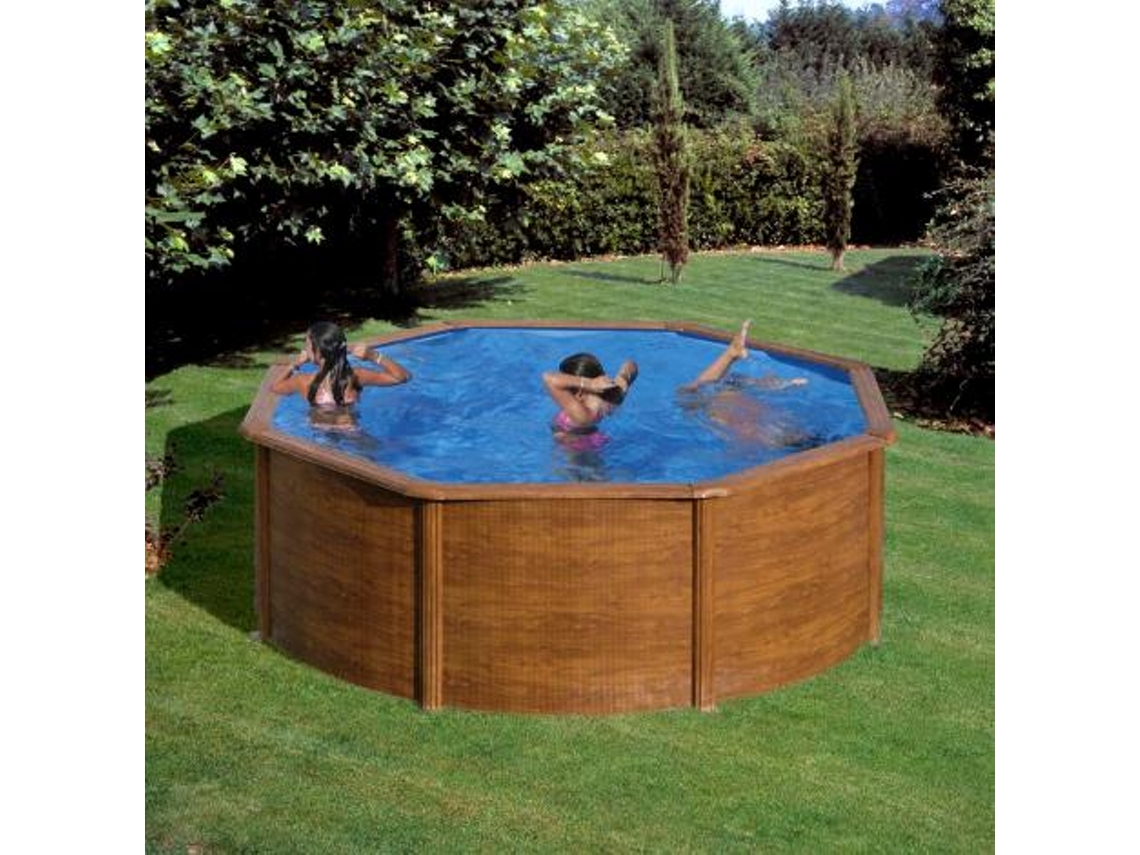 Piscina de acero GRE imitación madera Sicilia Redonda (300 x 120 cm)