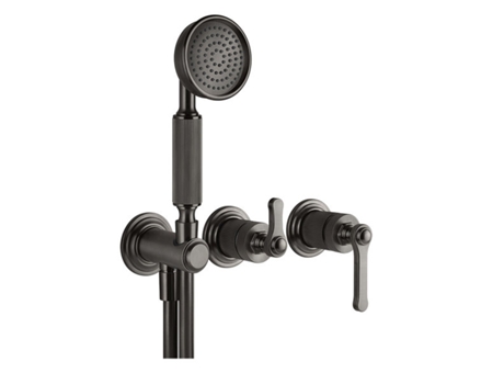 Mezcladora monomando de bañera/ducha Gessi Venti20 lista para montar, con curva de conexión a la pared, cartucho de desvío de 2 vías, montaje en