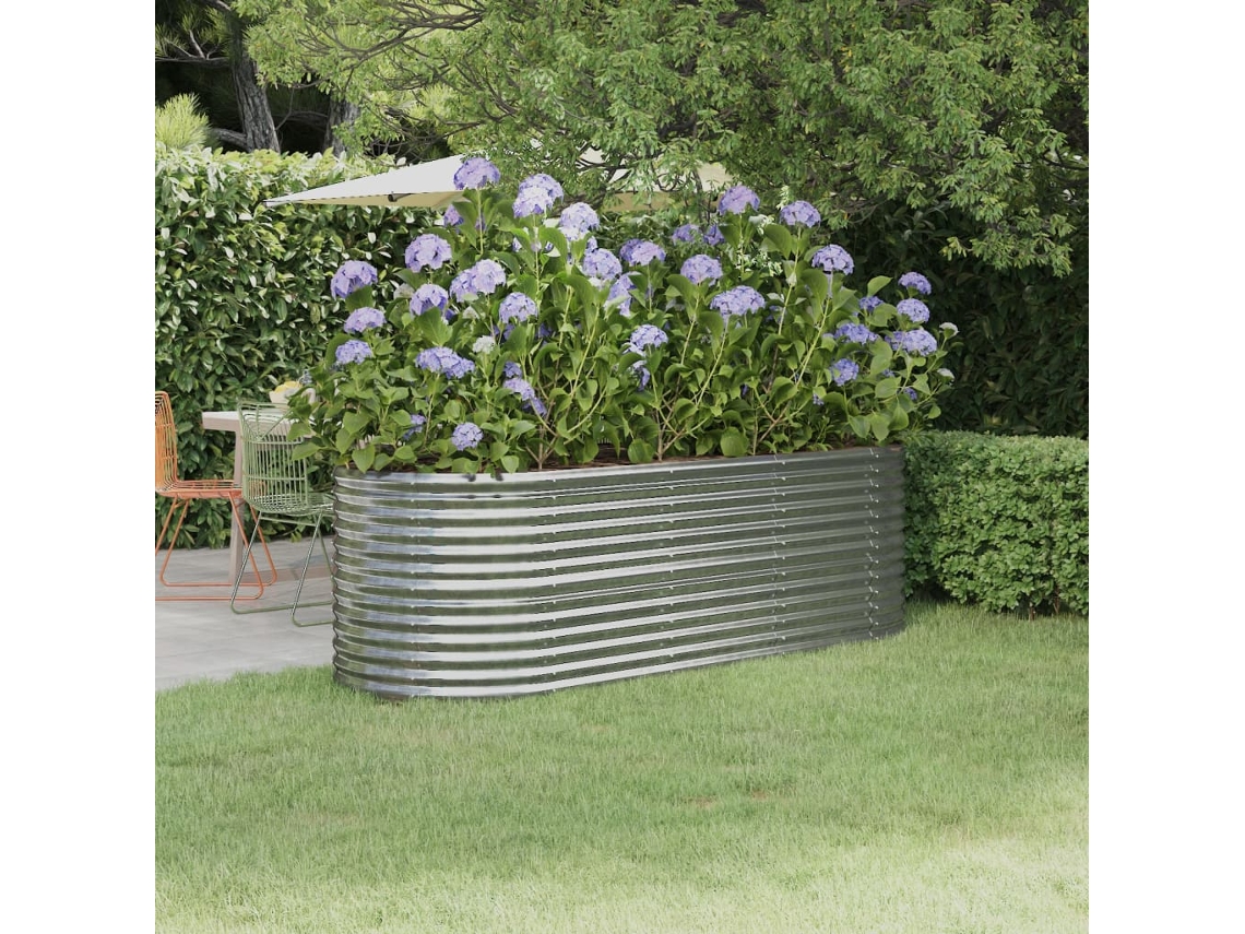 Jardinera De Acero Recubrimiento En Polvo Plateado 224x80x68 Cm