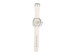 Reloj Cronógrafo Analógico De Cuarzo Para Hombre Con Pantalla Luminosa Y Correa De Silicona Blanca.