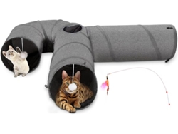 Túnel para gatos, fabricado en tela, con pelotas y juguetes plegables retráctiles, apto para cachorros y conejos, educativo, divertido y ergonómico...