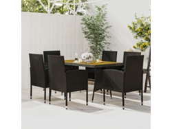 Juego de comedor para exterior de 7 piezas DKD Home Decor en mimbre negro