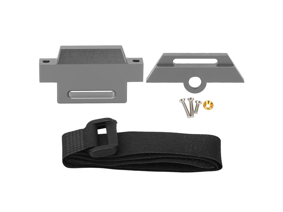 Placa de batería de aluminio con correa para chasis Traxxas 1/10 Slash 2wd 5822 5822a (gris)